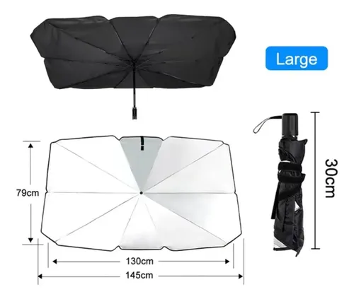 Paragua Parasol Parabrisa Auto Suv Titanio Abertura Espejo