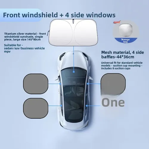 Parasol Para Parabrisas De Coche De Titanio Plateado Con Clip