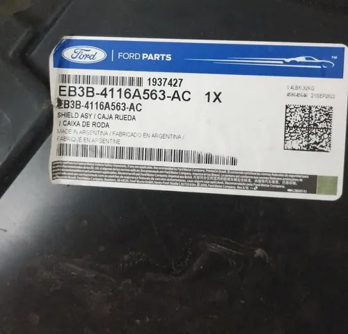 Guardaplast Delantero Izquierdo Ford Ranger 2016-2018
