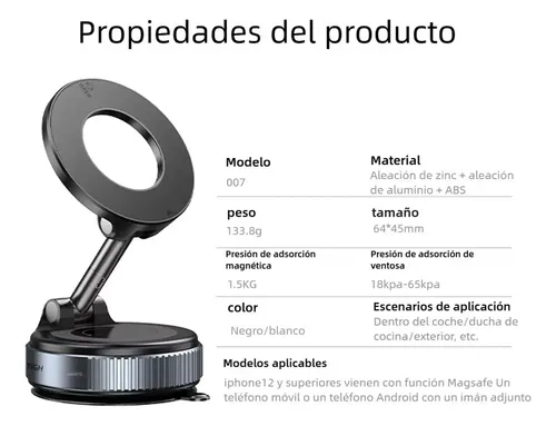 Soporte Magnético Para Celular Con Ventosa Para Auto