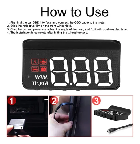 Pantalla Hud Obd2, Proyector De Parabrisas Con Indicador