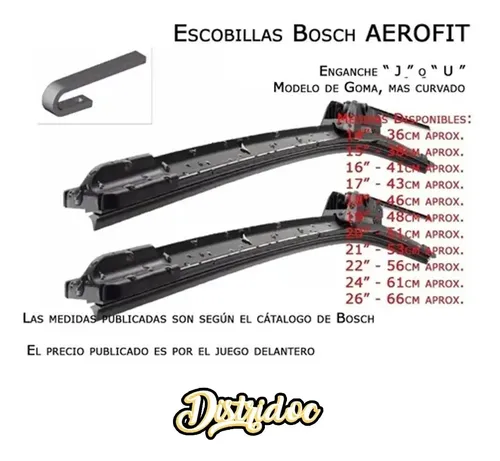 Kit X2 Escobillas Delanteras Bosch Aerofit Chevrolet Montana