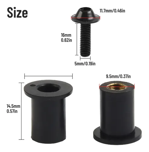 Juego De Tornillos M5 X 16 Mm Para Parabrisas De Moto, Goma