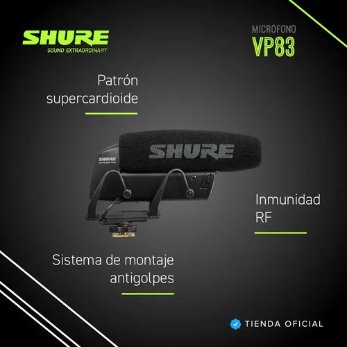 Micrófono Shure Vp83 Montaje Para Camaras Dslr Condenser