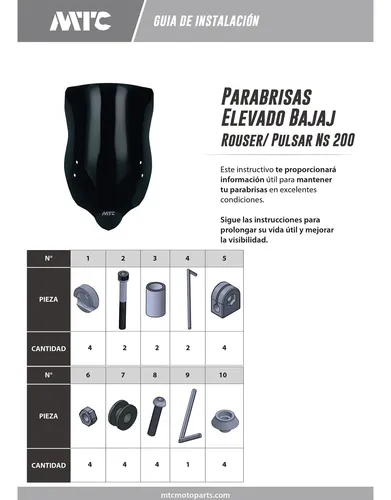 Parabrisa Bajaj Pulsar/rouser 200/160 Ns Elevado C/sportes M