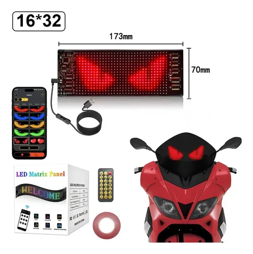Luces Led Ojo De Diablo 16x32px Para Parabrisas Moto
