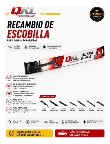 Escobilla Ultra Blade Qkl Limpiaparabrisas Delantera 16 Pulgadas