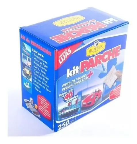 Kit Fibra De Vidrio Parche 250 Gr Resina+pincel+lijas+guante
