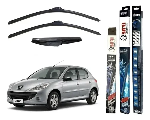 Kit De 3 Escobillas Peugeot 207 Compact 2014 2015 2016 2017