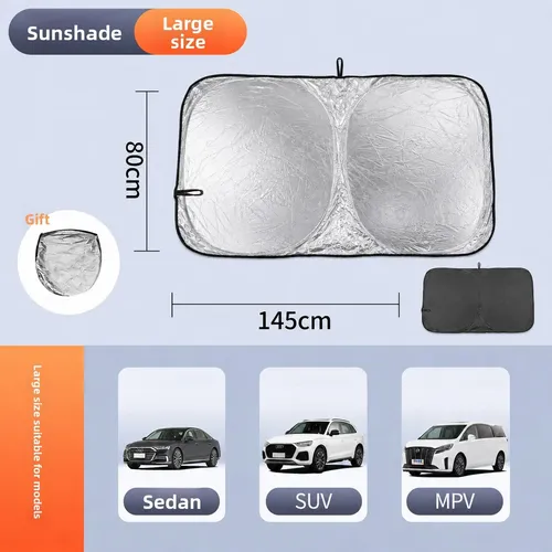 Parasol De Titanio Plateado Para Parabrisas De Coche, Acabado Plano, Calor Uv