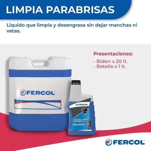 Liquido Limpia Parabrisas Fercol Botella 1 Lt Listo P/usar