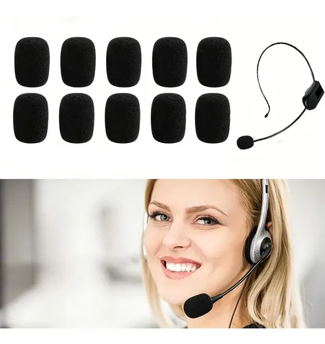 Aa 10 Fundas Espuma For Micrófono Diadema Headset Negro