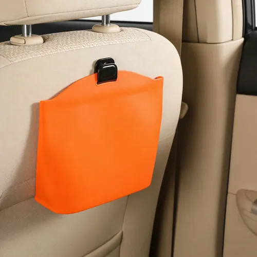 Cubo De Basura De Silicona Automotriz Para Automóviles, A Pr Naranja