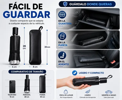 Parasol Auto Tipo Paraguas Plegable Protector Solar Parabris