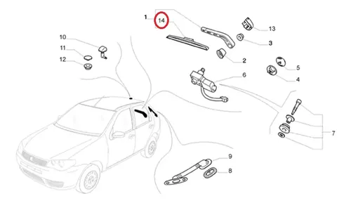Escobilla Limpia Luneta Fiat Palio Fire 1.4 8v Original