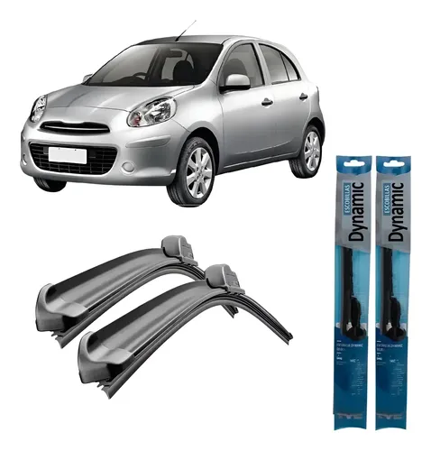 Kit Juego Escobillas Nissan March 2012 2013 2014 Goma Flex